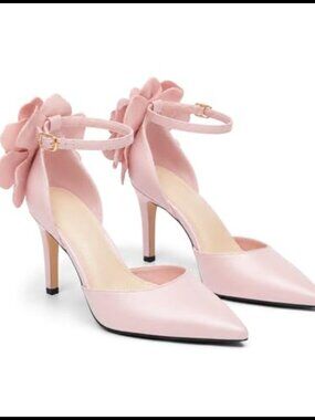 Coutgo Women's Pointed Toe High Heels Flower Ankle Strap Pumps Dressy Shoes
